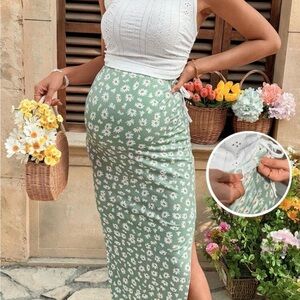Floral Green Skirt